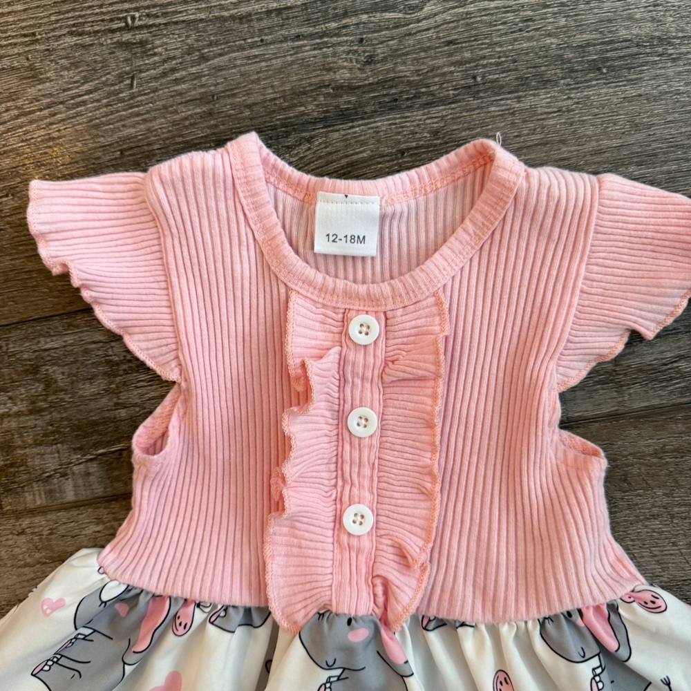 Pink Ruffled Elephant Baby Dress - Picture 3 of 4